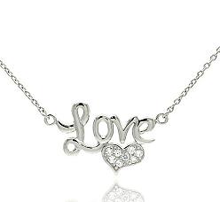 Sterling Silver Love CZ Fashion Necklace - 925 silver necklace