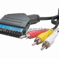 Large picture scart 21pins to 3RCA male,connector cable