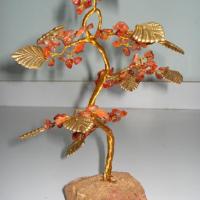 Large picture Cornelean Chips Tree with Brass Leaves.