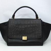 Large picture Black Stamped Crocodile Leather Shoulder Bag