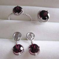 Large picture 14k white gold jewelry set,ruby ring,ruby earrings