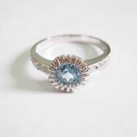 Large picture 14k white gold blue topaz ring