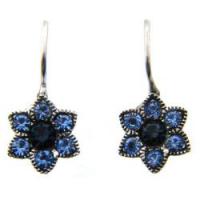 Large picture 925 Silver Blue Cubic Zirconia Flower Earrings