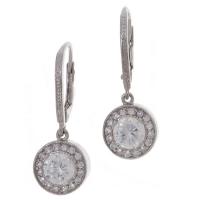 Large picture Sterling Silver Round CZ Dangle Earrings