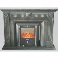 Large picture fireplace made of black marble stone