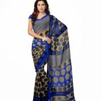 Large picture Beautiful Traditional Blue geogrette saree