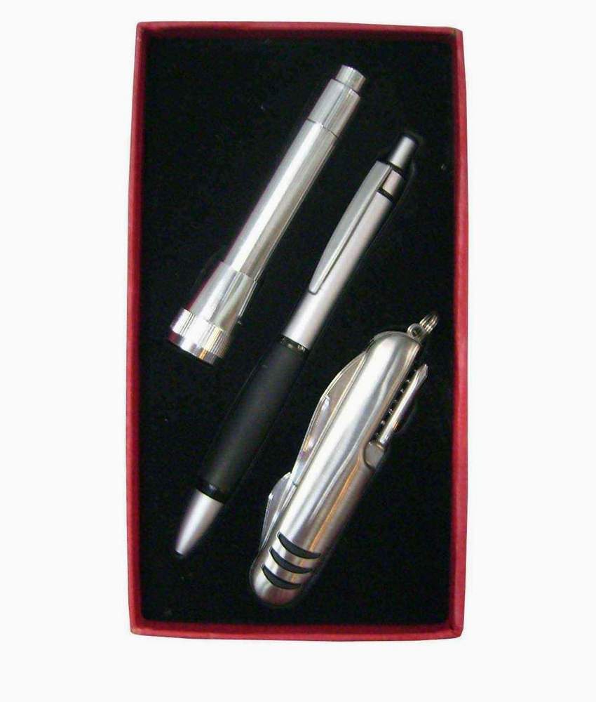 gift set pen+clasp knife+flashlinght
