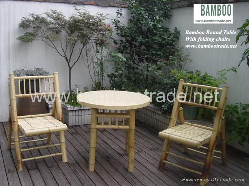 Bamboo table and folding chair