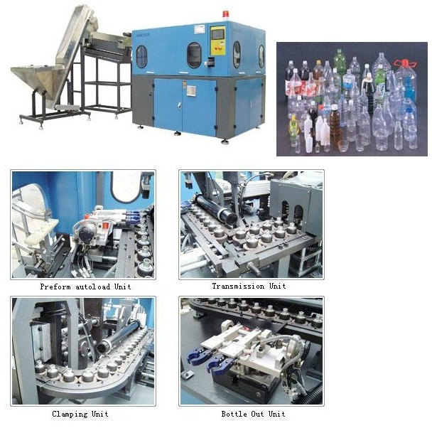 Automatic bottle blow molding machine, 2 cavities