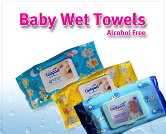 Ultra Compact Wet Baby towels Alcohol Free