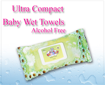 Ultra Compact Wet Baby towels Alcohol Free