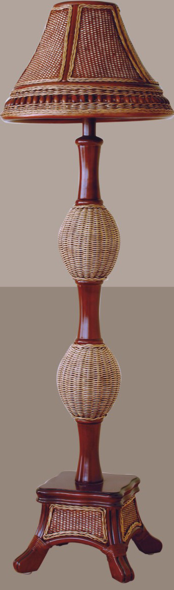 Indoor rattan floor lamp