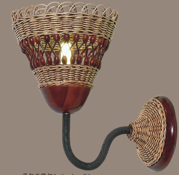 Indoor rattan wall lamp