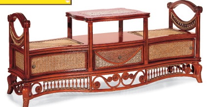 Indoor rattan bedroom bench