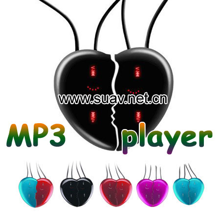 Heart shaped MP3 Player,Lover Necklace gift mp3