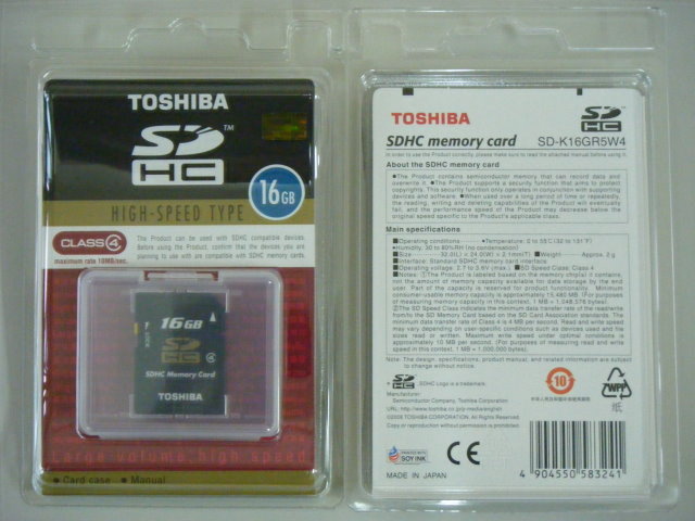 Toshiba SDHC memory card