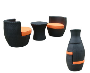 Poly rattan coffee set