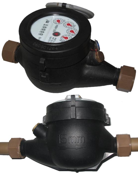 Multi-jet dry dial plastic body water met