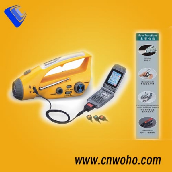 Crank Dynamo Solar torch with Charger and Radio
