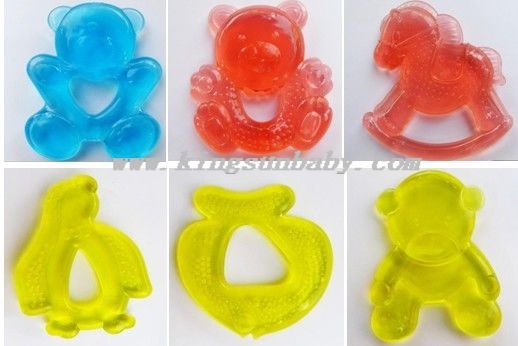 Single color water filled teethers&rattles toys