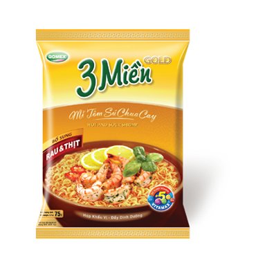 Gomex 3 Mien Gold Instant Noodles 75g x 30