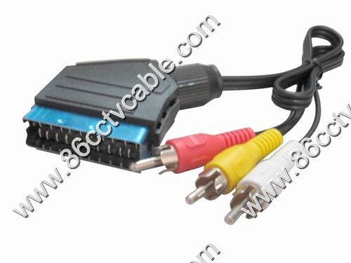 SCART to 3 RCA cable, Audio Video Cable