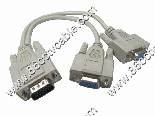 VGA Male to 2 Female Y Splitter Cable