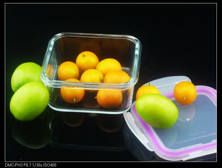 Square glass container for food 540ML