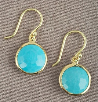 18k Gold over Sterling Silver Turquoise Earrings