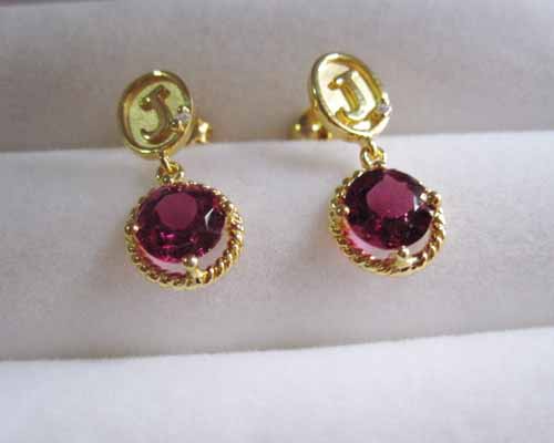 14k yellow gold ruby earrings