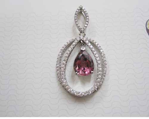 14k white gold ruby pendant,gemstone pendant