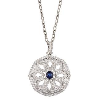14k Gold Sapphire Diamond Necklace