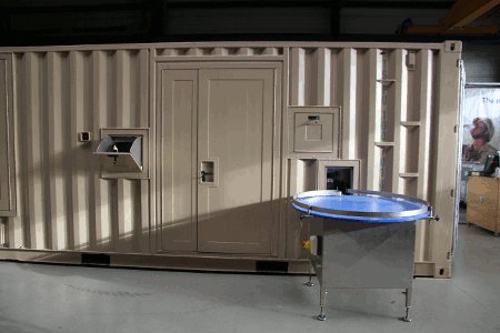 Blowing container unit