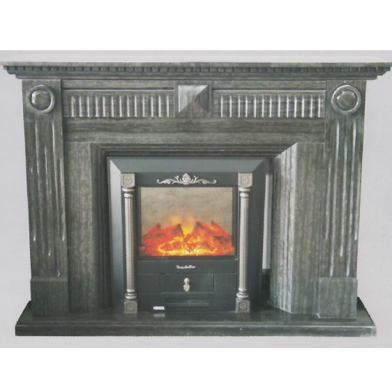 fireplace made of black marble stone