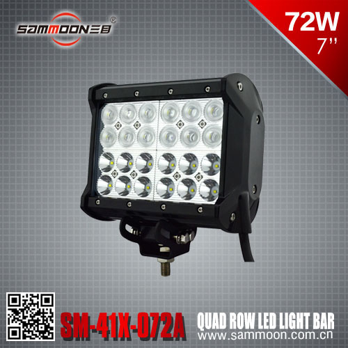 7 Inch 72W Quad Row LED Light Bar