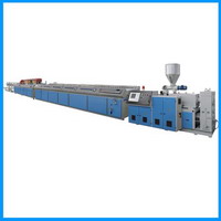 Plastic profile extrusion line