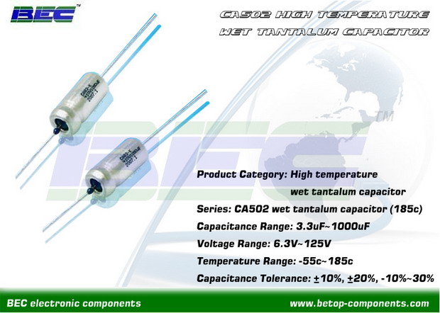 185c high temperature axial wet tantalum capacitor