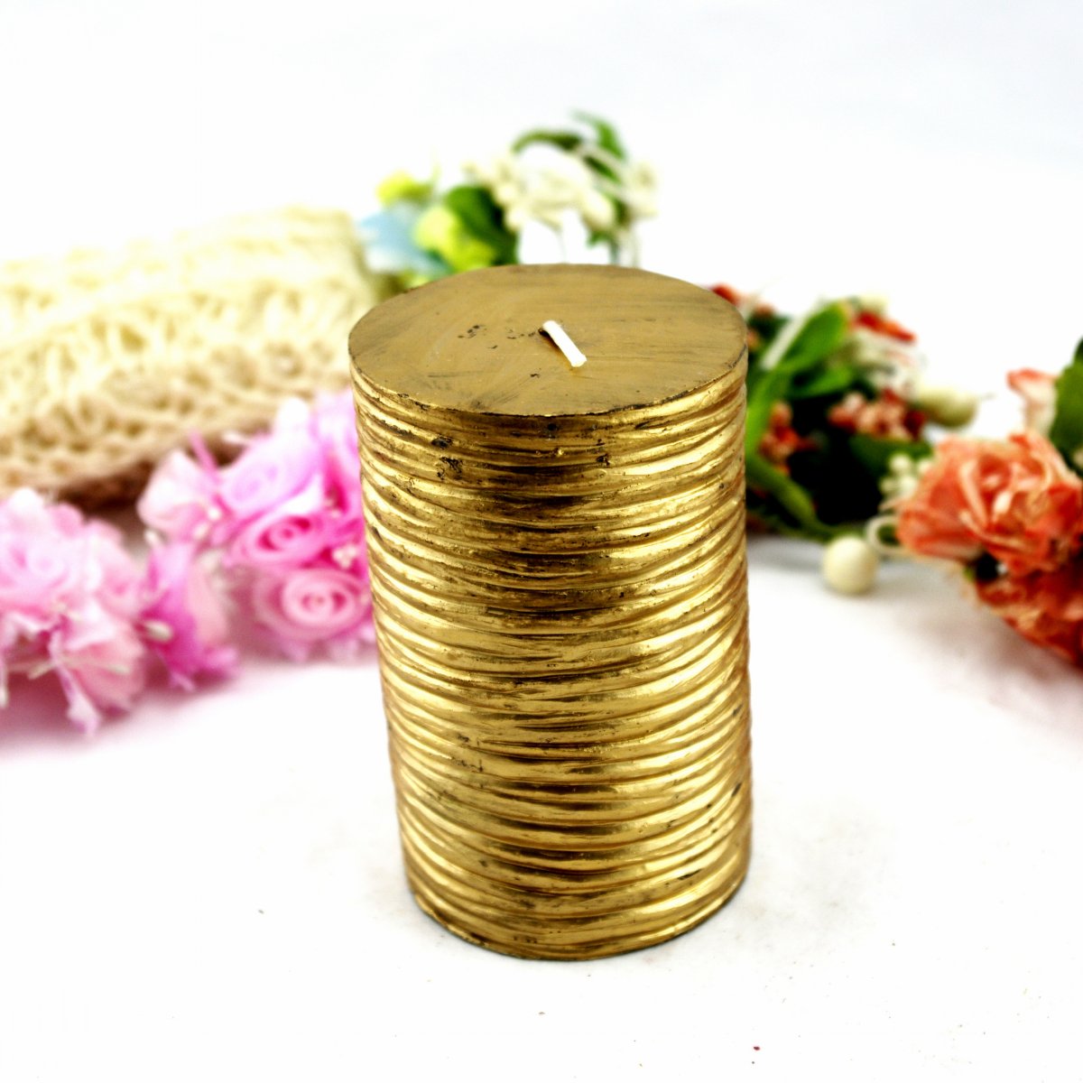 Christmas Golden Pillar Candle (RC-436)
