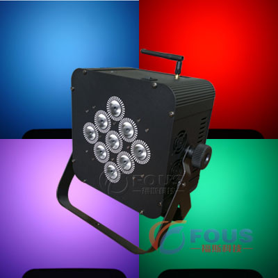 9 3W tri-color Wireless Battery LED Flat Par