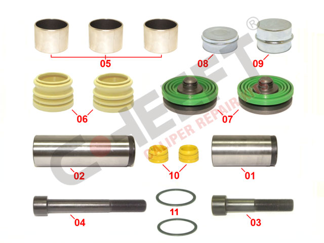 Caliper Guides, Seals & Piston Repair Kit