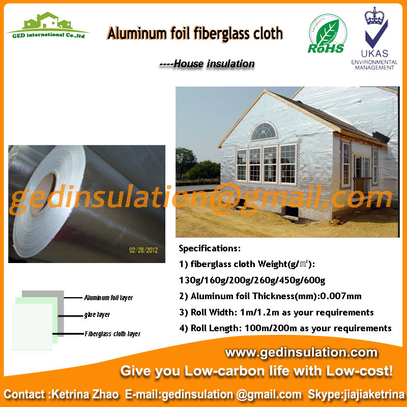 Wall insulation Alu foil fiberglass cloth