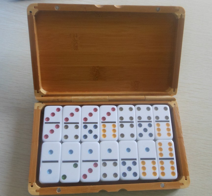 Dominoes in bamboo box