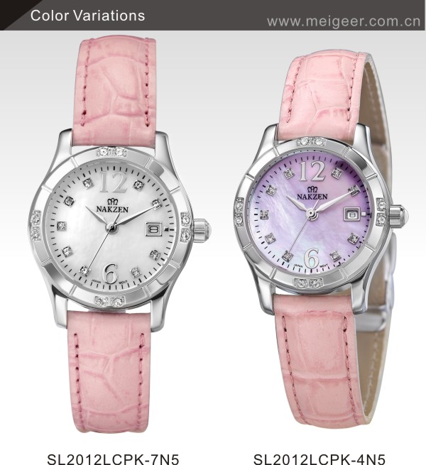 Hot sell MOP dial ladies genuine leather watches