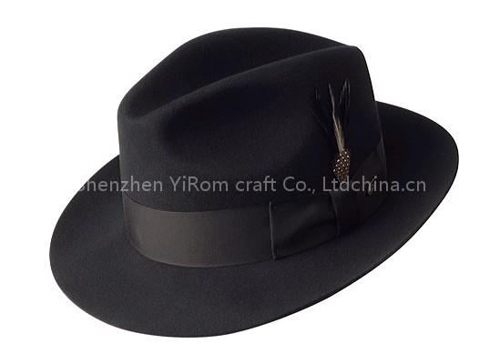 Black color felt hat, man's hat, wool felt hat