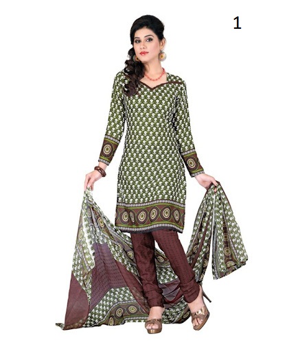 Floral Print Green Crepe Dressmaterial