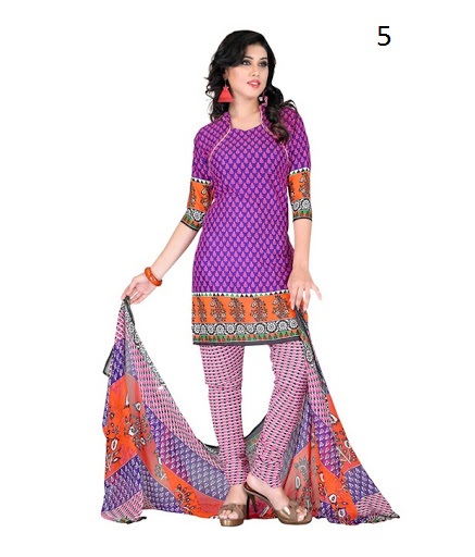 Fancy Printed Blue Crepe Dressmaterial