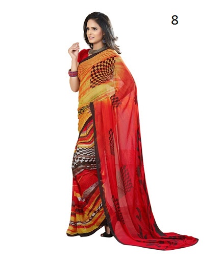 Indian Look Checkered Georgette Saree
