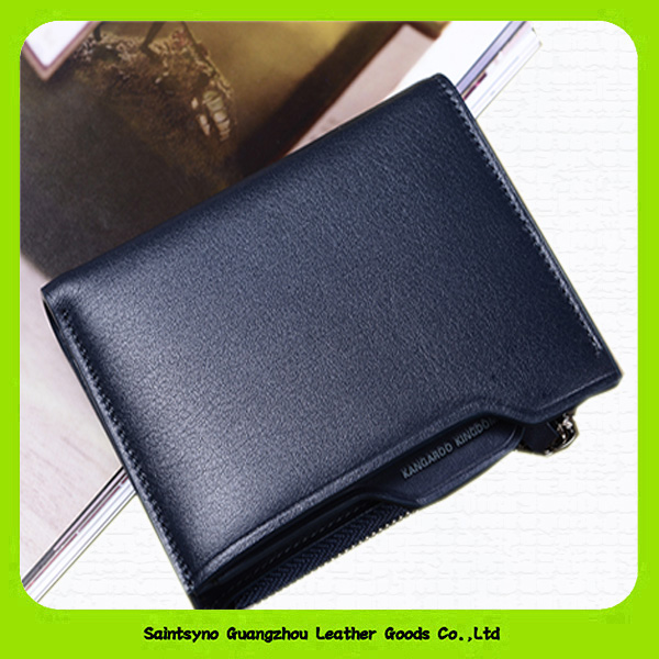 Wholesale zipper pouch men leather wallet with card holder