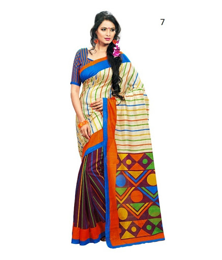 Buy Online Printed Bhagalpuri Silk Saree