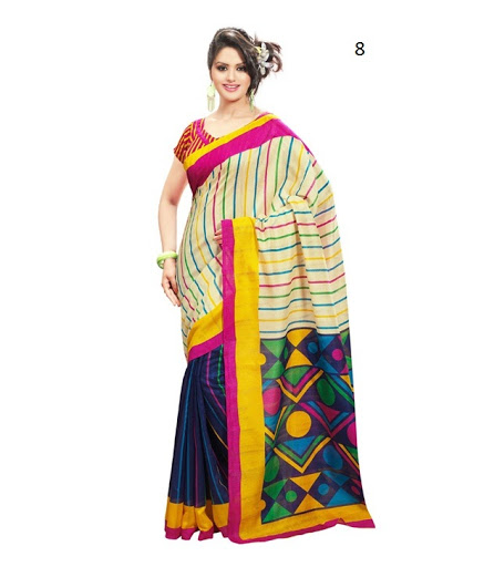 Printed Bhagalpuri Silk Saree At Low Cost